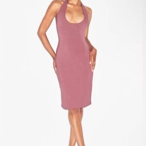 SKIMS Smooth Lounge Midi Halter Dress in Redwood - NEW tag fell off